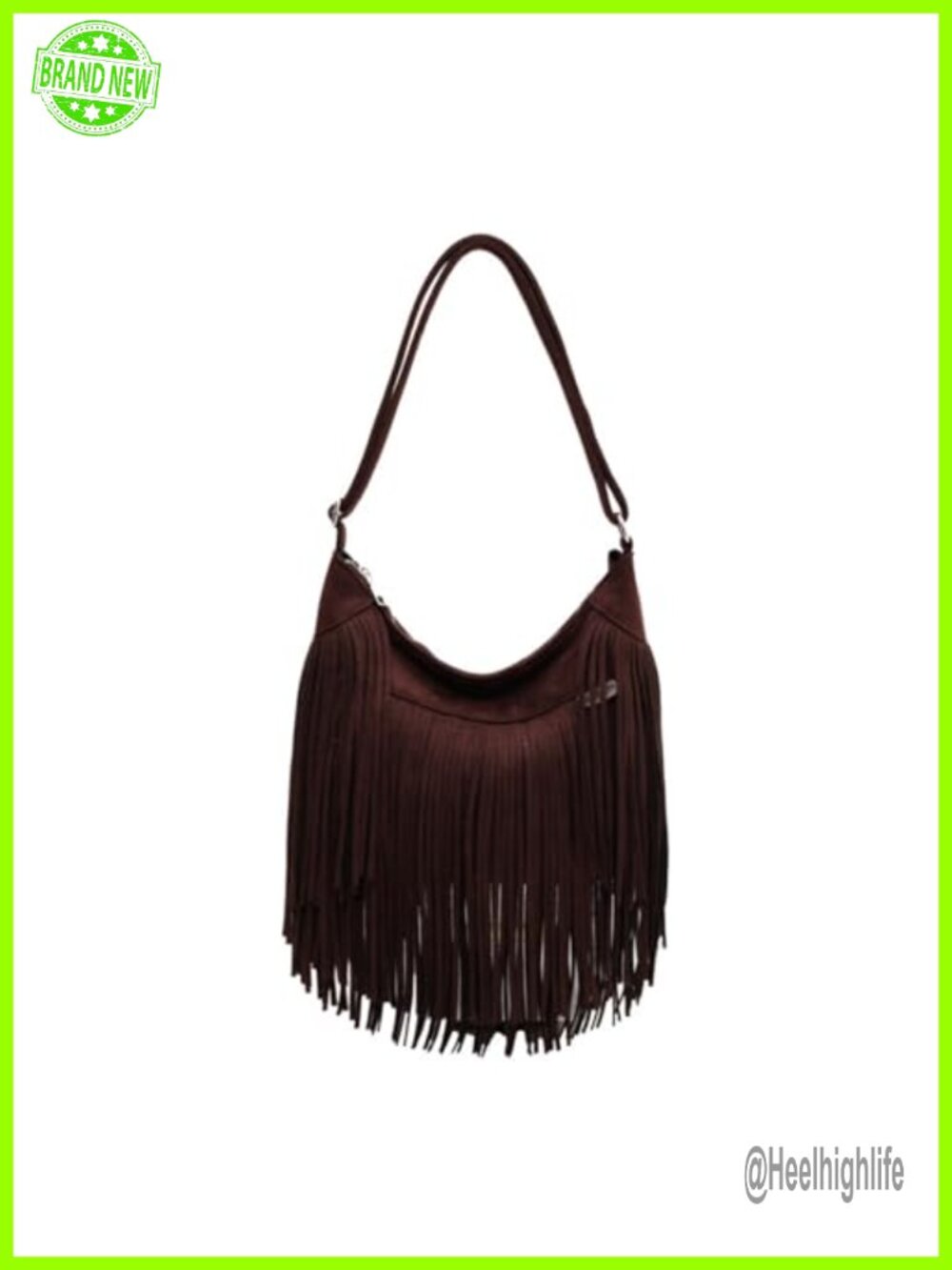 Vintage Vegan Suede Fringe Hobo Bag Tote Crossbody Shoulder Bag Western Purse